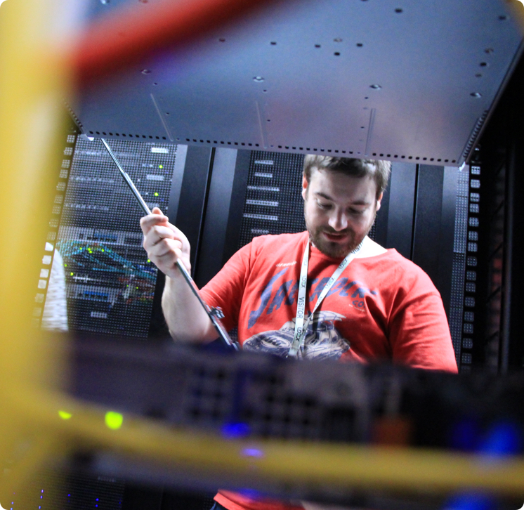 Photo of one of technicians in our data centre