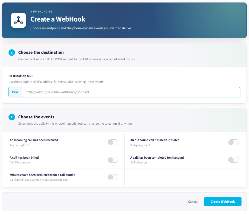 Add a new webhook