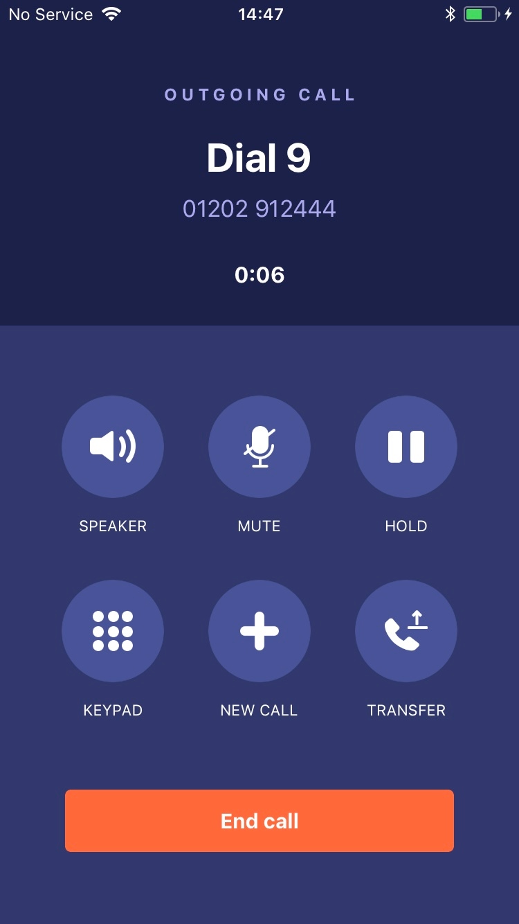 Dial 9 Phone - call screen