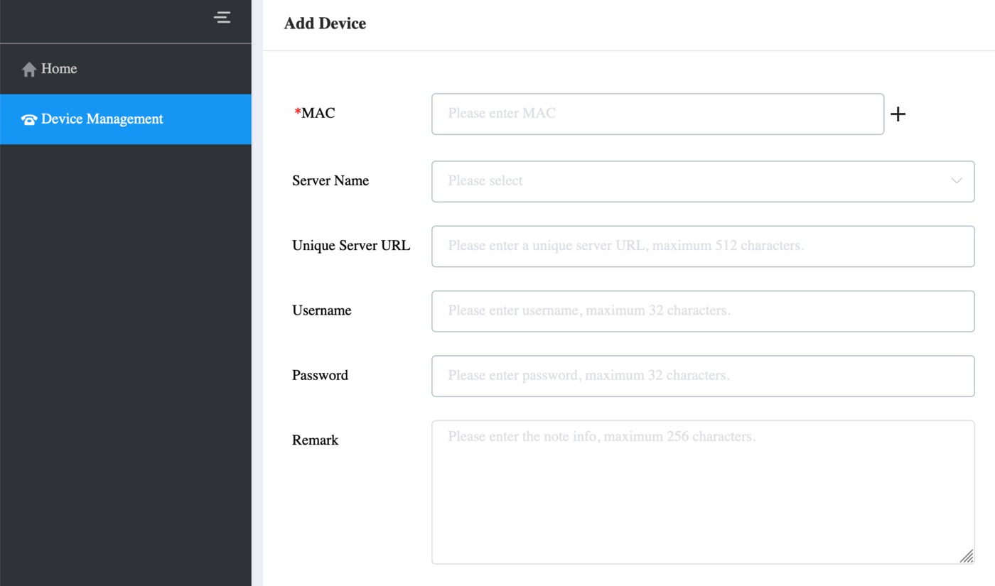 Adding a new device to the Yealink DM