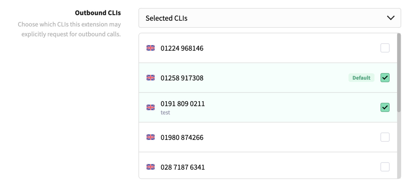 Extension details - selected CLIs