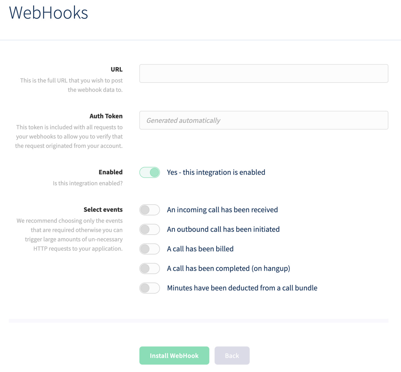 Add a new webhook