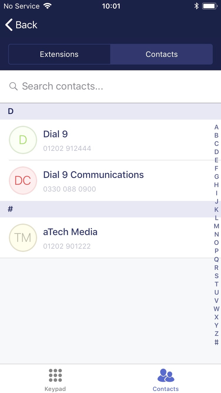 New call - contacts