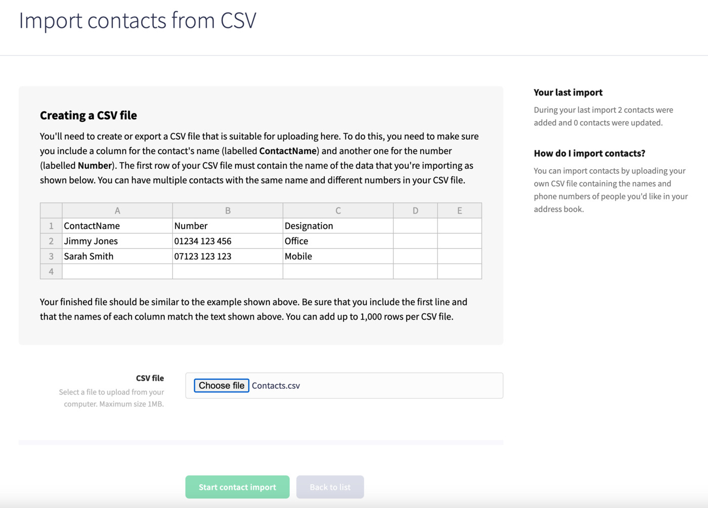 Import contacts